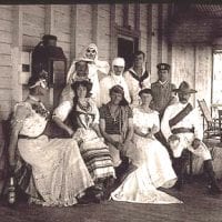 A photograph of Jack London's hashish party on the Snark.