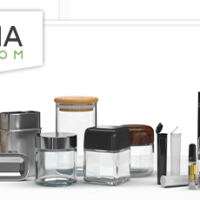 Image displaying various types of marijuana packaging, including clear jars, opaque containers, resealable bags, and tubes. The containers come in different shapes and sizes to meet California's 2022 cannabis packaging requirements. The branding "Marijuana Packaging.com" is visible. CA Norml