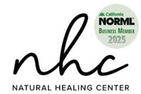 Logo with the text "nhc" in cursive, representing Natural Healing Center. A circular badge in the upper right corner reads: "California NORML Business Member 2025," highlighting its status as a part of California's vibrant cannabis community. CA Norml