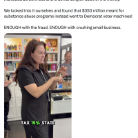 Gubernatorial candidate Steve Hilton speaks to a camera inside a cannabis dispensary, with text overlay reading “TAX 15% STATE” visible at the bottom of the video frame. Ca NORML